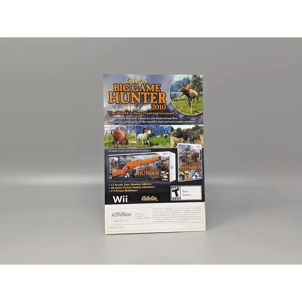 Cabelas Monster Buck Hunter Nintendo Wii Replacement Case & Manual Only No Game